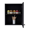 GlasFlength Kitchen Storage 1 Door Kitchen Wall Cabinet Internal Shelves Cabinet Storage Cupboard for Kitchen, Black, 13.1"*19.7"*23.6" - 4 of 4