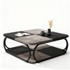 Gulches 39" Coffee Table with 2-Tier Open Storage Shelf, Rustic Grey Wood Top and Black Metal Frame, Sturdy Versatile - 3 of 3