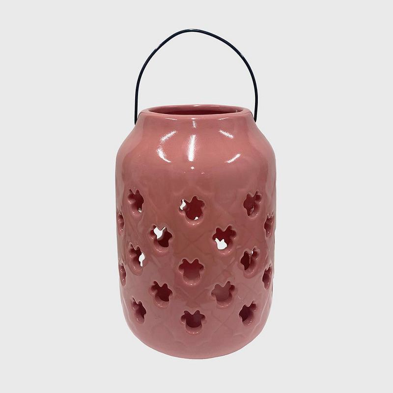 Disney 6.8&#34; Ceramic Minnie Mouse Candle Lantern Pink/Black, 1 of 7