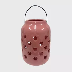 Disney 6.8" Ceramic Minnie Mouse Candle Lantern Pink/Black
