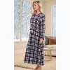 ADR Women's Plush Fleece Nightgown Woman, Long Cozy Kaftan with Pockets, Plaid & Solid Colors - 2 of 4