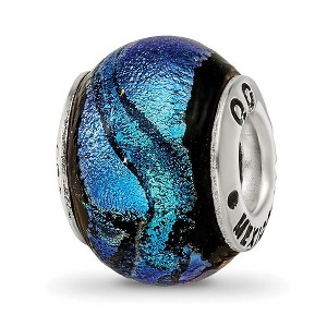 Black Bow Jewelry Blue Dichroic Glass Sterling Silver Bead Charm - 1 of 4