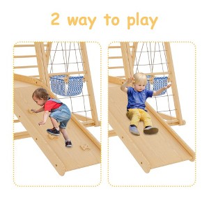 Kids Climbing Frame, Indoor Playground, 7 in 1 Toddler Climbing Toy with Climbing Frame, Rope and Wooden Ladder, Swing, for 3-8 Years Old - 1 of 4