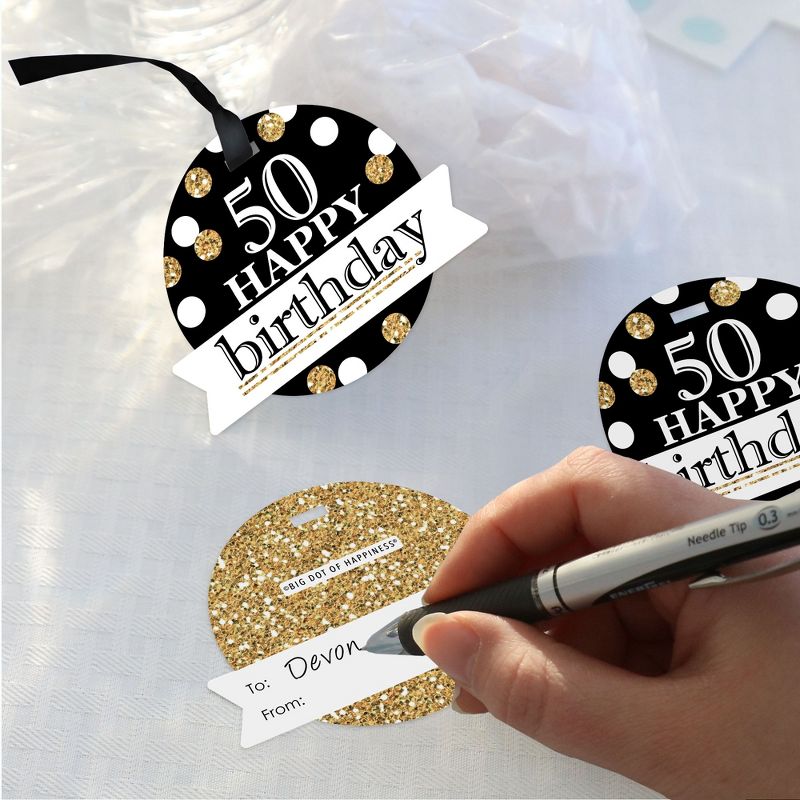 Big Dot of Happiness Adult 50th Birthday - Gold - Birthday Party Clear Goodie Favor Bags - Treat Bags With Tags - Set of 12, 3 of 9