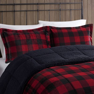 King Red/Black Buffalo Check Reversible Down Alternative Bedspread Set