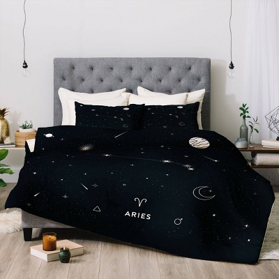 Twin Extra Long Cuss Yeah Designs Arie Star Constellation Comforter Set Black - Deny Designs