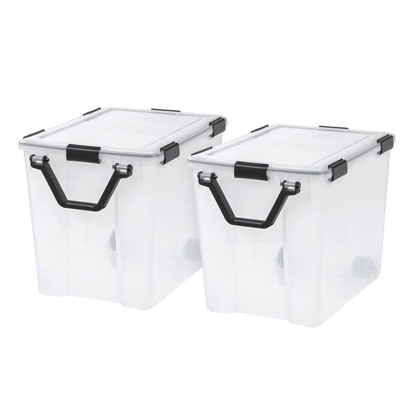 IRIS USA WEATHERPRO Airtight Plastic Storage Bin with Seal Lid, Secure Latching Buckles and 2 Rear Wheels, 1 of 10
