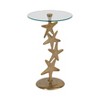 Coastal Accent Table - Metal & Marble - Metallic Finish - Stylish Side Table for Home, Office, Bedroom, Living Room - 25" Gold - 2 of 4