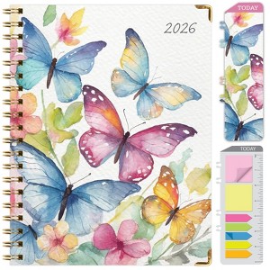 HARDCOVER 2026 Planner, 8.5"x11": 14 Months (Nov 2025-Dec 2026), Daily/Weekly/Monthly, Bookmark, Pocket Folder w Sticky Notes (Watercolor Butterflies) - 1 of 4