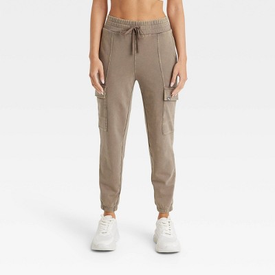 Women's Jogger Pants XS (0-2) Mid-Rise Brushed Jersey - JoyLab Gray Pockets
