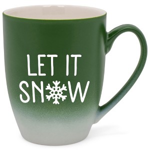 Elanze Designs Let It Snow Baby Let It Reindeer Two Toned Ombre Matte Green and White 12 ounce Ceramic Stoneware Coffee Cup Mug - 1 of 4