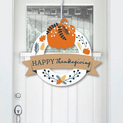 Big Dot of Happiness Happy Thanksgiving - Outdoor Fall Harvest Party Decor - Front Door Wreath