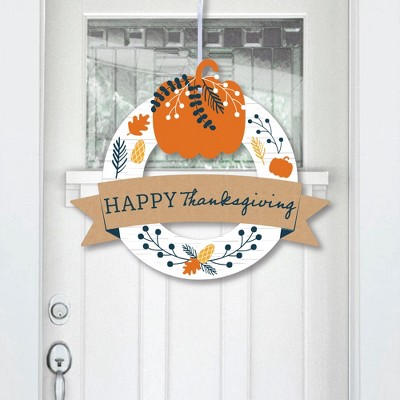 Big Dot of Happiness Happy Thanksgiving - Outdoor Fall Harvest Party Decor - Front Door Wreath