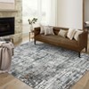5 x 7 ft Polyester Imitation  Blue Orange Rectangular Hallway Bathroom Entryway Kitchen Office Foldable Line Printed Modern Washable Area Rug - 3 of 4