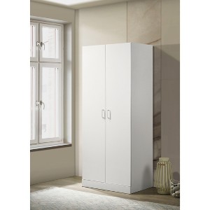 CAVINAS White Double Doors Armoire Wardrobe Closet,Armoire Closet with 1 Fixed Shelf,1 Garment Rod,Storage Armoire for Bedroom,Dressing Room,Apartment - 1 of 4