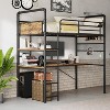 Loft Bed with L-Shaped Desk & Storage Shelf, Heavy Duty Metal Frame for Adults, Space Saving Design - 3 of 4