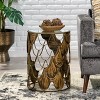 Christopher Knight Home Boylan Glass and Metal Side Table with Fish Scale Design - 2 of 4