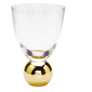 Classic Touch Set of 6 Wine Glasses on Gold Ball Pedestal