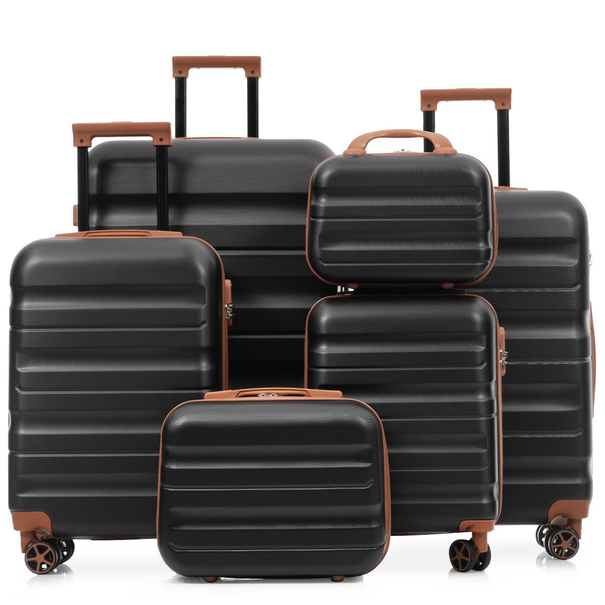 Polibi Luggage Set 6 Pieces with 12 Inch, 14 Inch, 16 Inch, 20 Inch Carry-On and 24 Inch, 28 Inch Checked Suitcase