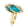 Ross-Simons Turquoise Swirl Ring With White Topaz in 18kt Gold Over Sterling - 3 of 4