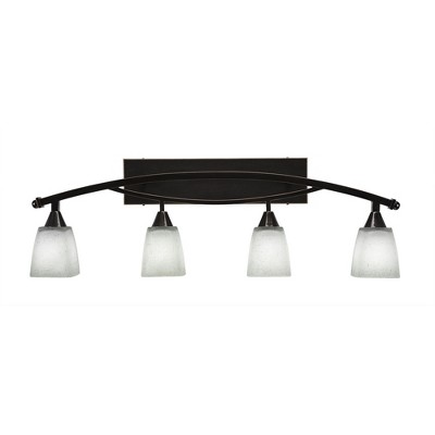 Toltec Lighting Bow 4 - Light Vanity in  Black Copper with 4.5" Square White Muslin Shade