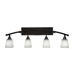 Toltec Lighting Bow 4 - Light Vanity in  Black Copper with 4.5" Square White Muslin Shade - 1 of 1