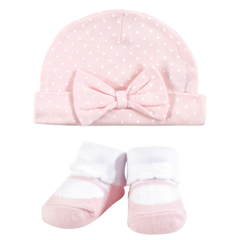 Hudson Baby Infant Girl Cap and Socks Set, Pink Rose, 0-9 Months, 4 of 7