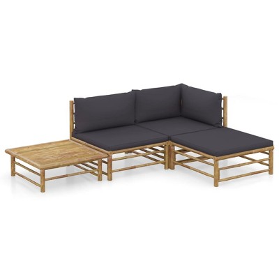 Garden Lounge Set Dark Grey Bamboo Medium Modular vidaXL