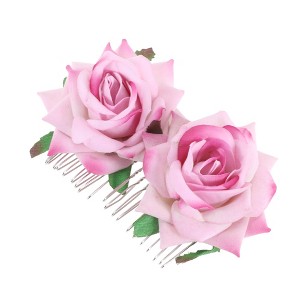 Unique Bargains Women's Portable Simulated Flowers Hair Clip Comb 1 Pc - 1 of 4