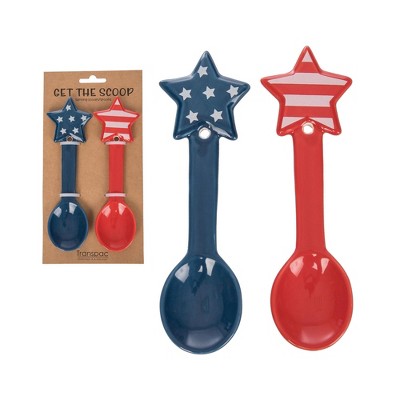 Transpac Ceramic Star Spoons Set of 2 Home Decorations Spring
