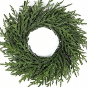 26 Inch Real Pine Wreath for Front Door Indoor Outdoor Home Decor Large Artificial Green Wreath on Walls Porches Farmhouse - 1 of 4