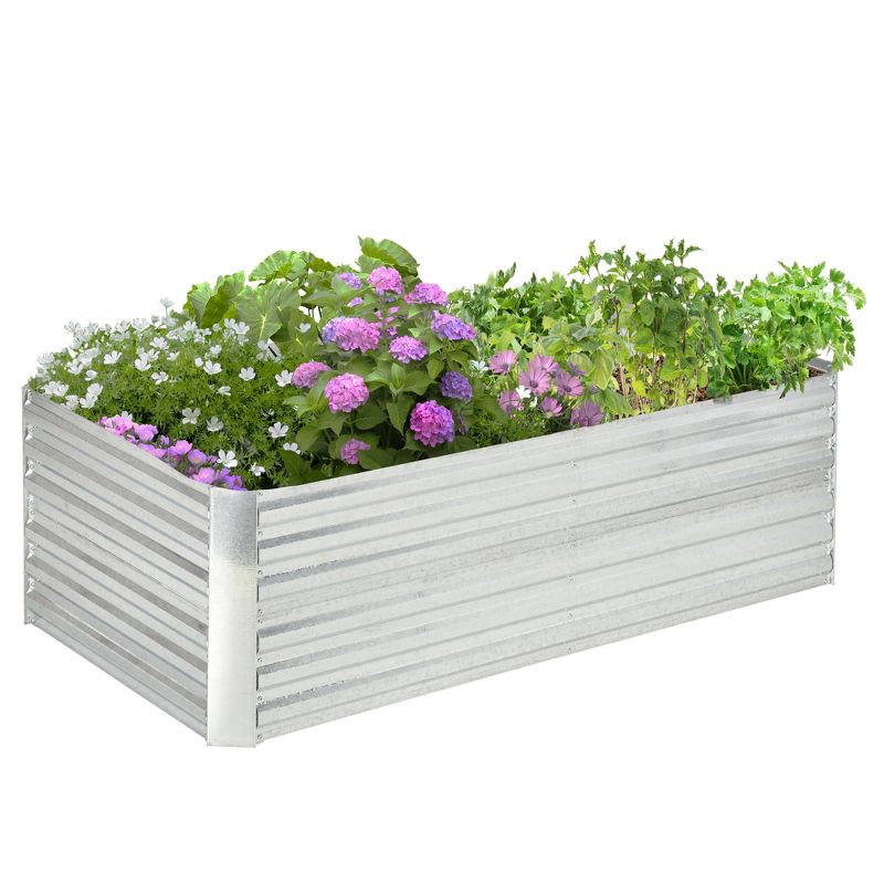 Outsunny Raised Garden Bed, Galvanized Steel Planters for Outdoor Plants with Multi-reinforced Rods, 71" x 36" x 23", 4 of 7
