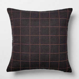 Square Woven Grid Pillow Navy/Burgundy - Threshold™ designed with Studio McGee - 1 of 4