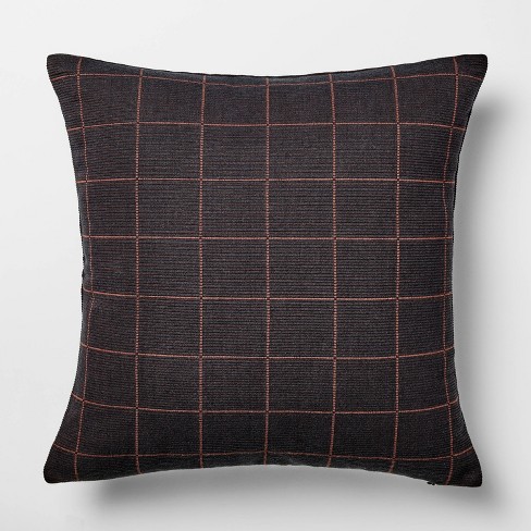 Square Woven Grid Pillow Navy/Burgundy - Threshold™ designed with Studio McGee - image 1 of 4