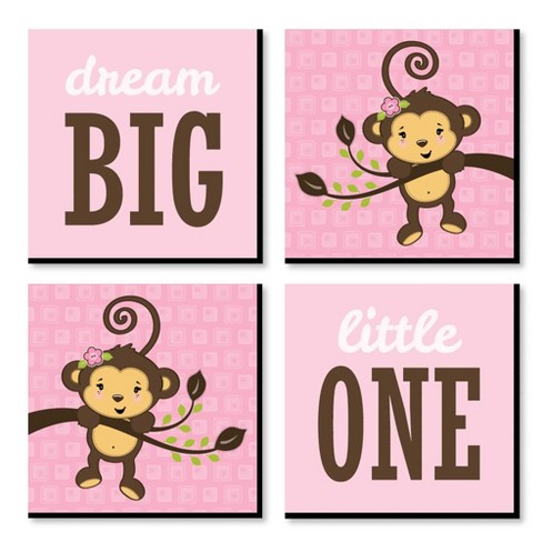 Big Dot Of Happiness Pink Monkey Girl, Monkey Nursery Decor
