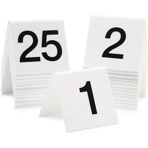 White w/ Blue Number Tent Style Plastic Table Numbers 1-40 Free shipping 