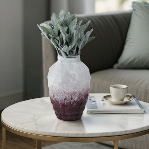 Modern Textured Glass Vase - Handcrafted Ombre Decorative Accent for Home & Office, Elegant Floral Centerpiece for Living Room & Bedroom - 12" Pink - 1 of 4