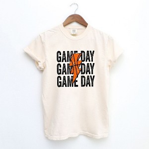 Simply Sage Market Women's Game Day Stacked Lightning Bolt Short Sleeve Garment Dyed Tee - 1 of 2