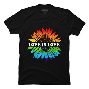 Adult Design By Humans Love is Love Sunflower Pride By Belugastore T-Shirt - 1 of 2