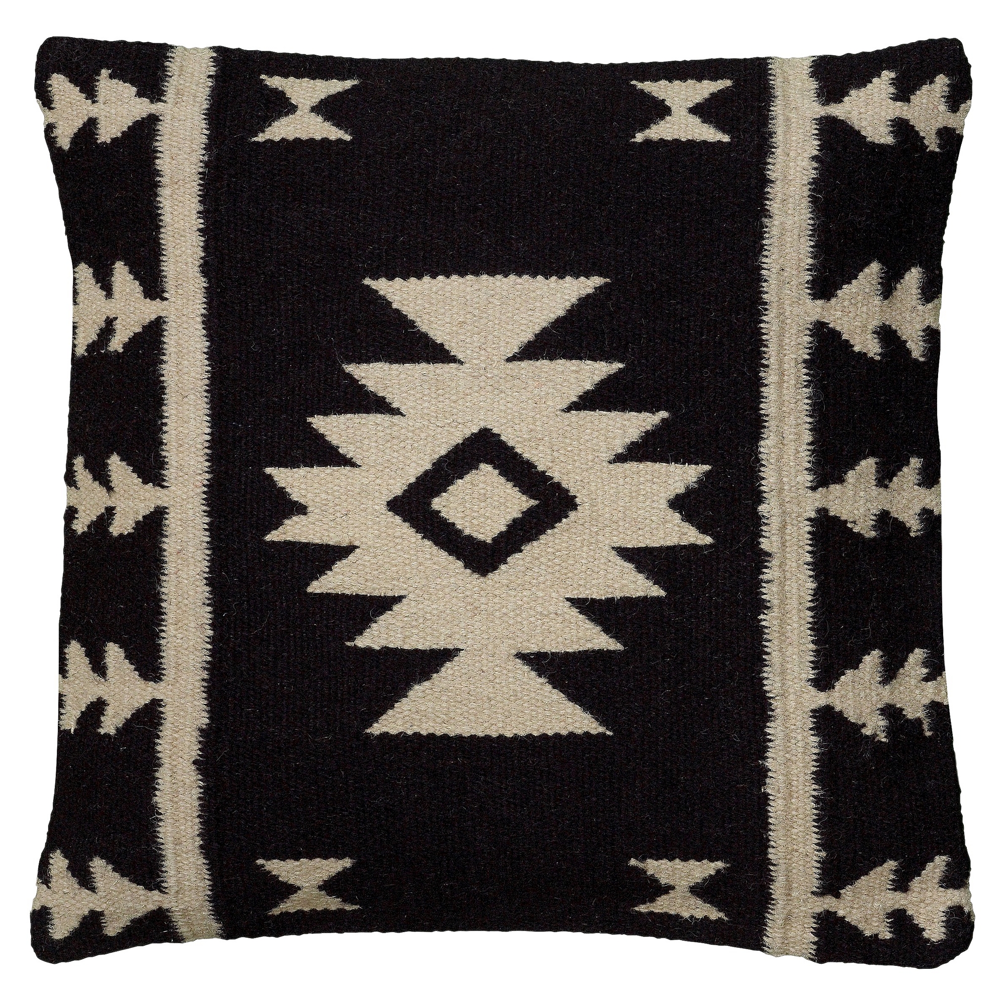 18"x18" Southwestern Striped Square Throw Pillow Black/Ivory - Rizzy Home