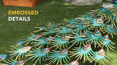Jumbo Size Blue and Green Iron Peacock Garden Statue
