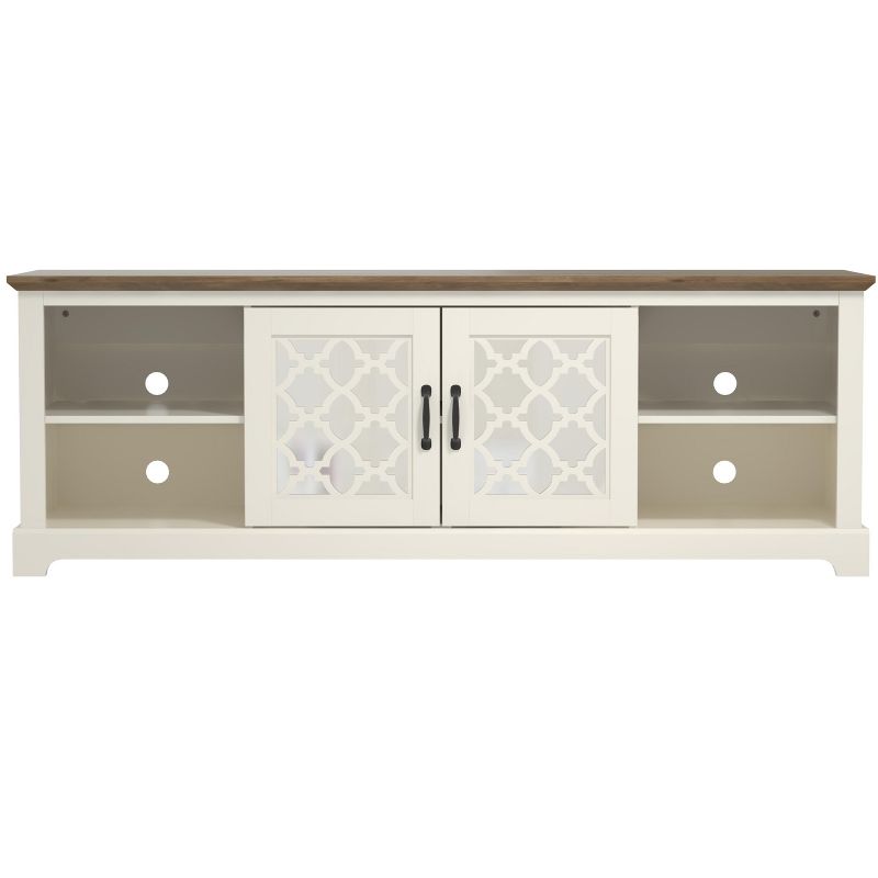 Galano Heron 68.2 in. 2 Door TV Stand Fits TV's up to 75 in. in Ivory with Knotty Oak, Black with Knotty Oak, 2 of 15