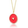 Guili 14K Yellow Gold Plated Round Pendant Necklace with Clear Cubic Zirconia & Enamel Detailing – A Stunning & Playful Jewelry Piece in Red or Blue - 2 of 2