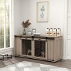 71" Dog Crate Furniture with Divider for 2 Small Dogs or 1 Large Dog, Wooden Kennel End Table with Storage and Double Sliding Door - LAOTIES - 2 of 4