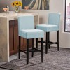 DSVIMOY Counter and Bar Stool Fabric Seat with Solid Wood Frame Set of 2 for Modern Dining, Light Blue, 43"*19.5"*13.25" - 2 of 4
