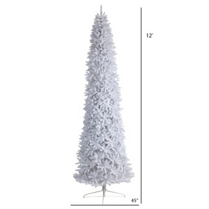 12ft. Slim White Artificial Christmas Tree with 3235 Branches – Grand Seasonal Holiday X-Mas Display - 1 of 4
