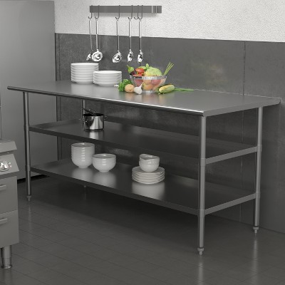 Stainless Steel 74" Work Table with Adjustable Undershelves