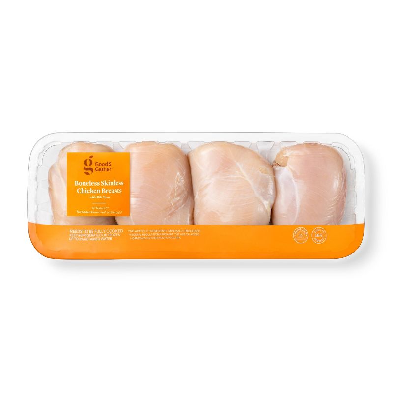 Boneless Skinless Chicken Breast - 1.5-3.2lbs - price per lb - Good &#38; Gather&#8482;, 1 of 4
