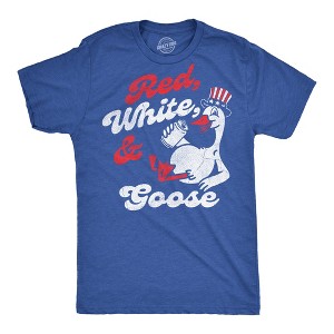Mens Funny T Shirts Red White and Goose Sarcastic Fourth Of July Graphic Novelty Drinking Tee for Men - Crazy Dog Men's T Shirt For Fourth Of July - 1 of 4