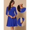 INSPIRE CHIC Women's Crew Neck 3/4 Sleeve Pleated Neck A-Line Above Knee Dress - 2 of 4